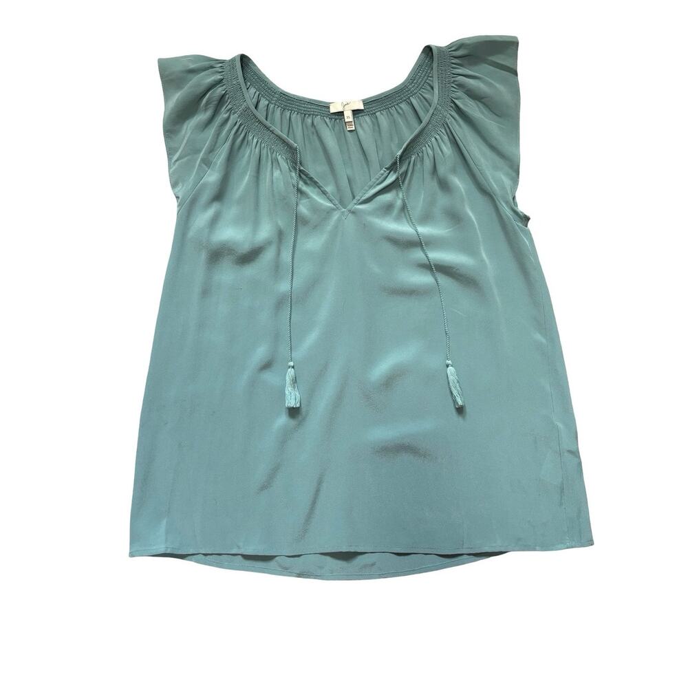 Joie Blue 100% Silk Ruffle Blouse Sleeveless Top Size XS